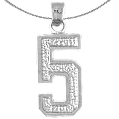 Sterling Silver Five, 5 Pendant (Rhodium or Yellow Gold-plated)