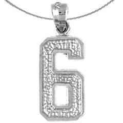 Sterling Silver Six, 6 Pendant (Rhodium or Yellow Gold-plated)