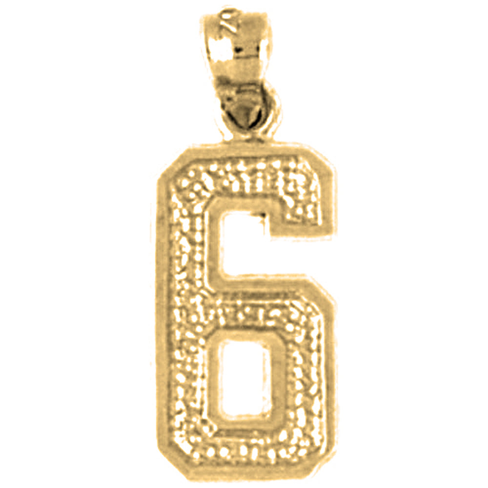 Yellow Gold-plated Silver Six, 6 Pendant