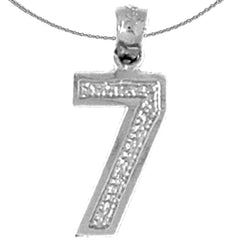 Sterling Silver Seven, 7 Pendant (Rhodium or Yellow Gold-plated)