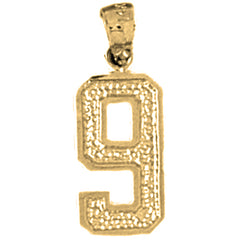 Yellow Gold-plated Silver Nine, 9 Pendant