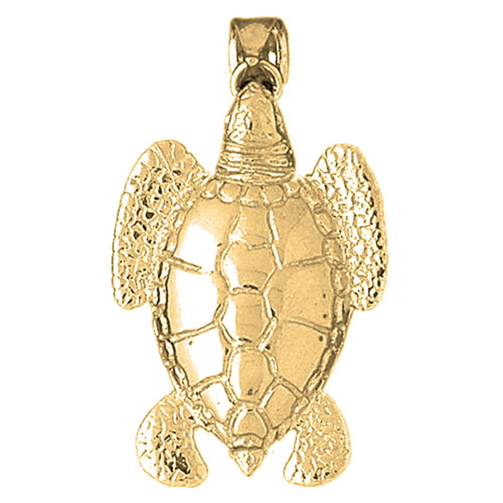Yellow Gold-plated Silver Turtles Pendant