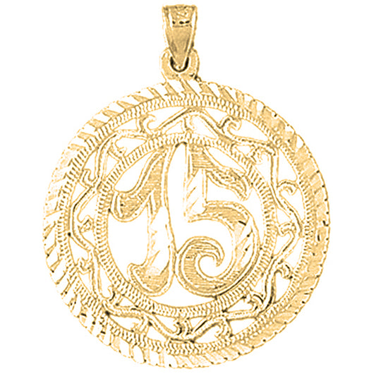 Yellow Gold-plated Silver Bezled #15, Fifteen Pendant