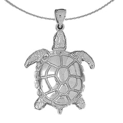 Colgante de tortugas de plata de ley (bañado en rodio o oro amarillo)