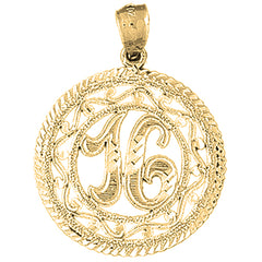 Yellow Gold-plated Silver Bezled #16, Sixteen Pendant