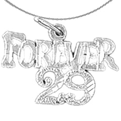 Sterling Silver Forver 29, Forever Twenty Nine Pendant (Rhodium or Yellow Gold-plated)