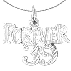 Sterling Silver Forever 39, Forever Thirty Nine Pendant (Rhodium or Yellow Gold-plated)