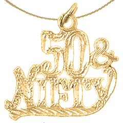 Sterling Silver 50 And Nifty, Fifty And Nifty Pendant (Rhodium or Yellow Gold-plated)