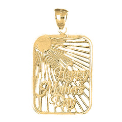 Yellow Gold-plated Silver Happy Mothers Day Pendant