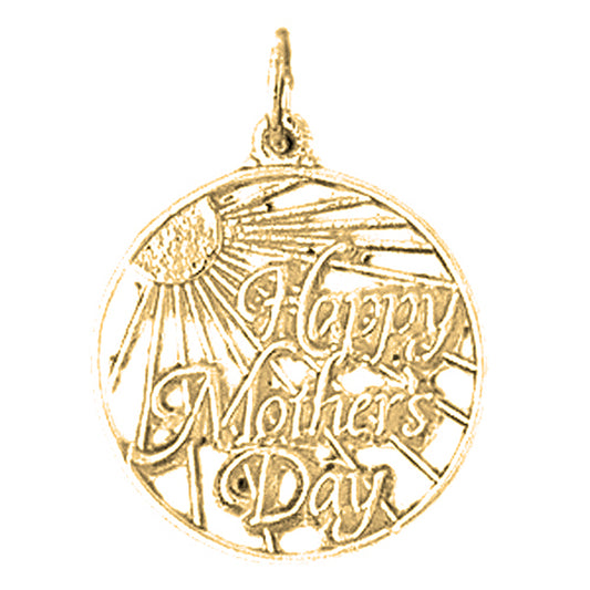 Yellow Gold-plated Silver Happy Mothers Day Pendant