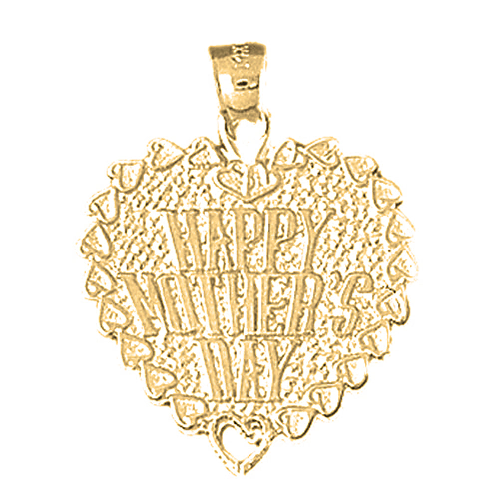 Yellow Gold-plated Silver Happy Mothers Day Pendant