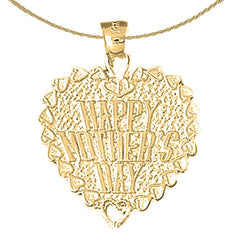 Sterling Silver Happy Mothers Day Pendant (Rhodium or Yellow Gold-plated)