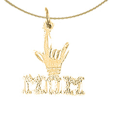 Sterling Silver I Love You Mom Pendant (Rhodium or Yellow Gold-plated)