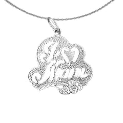 Sterling Silver I Love Mom Pendant (Rhodium or Yellow Gold-plated)