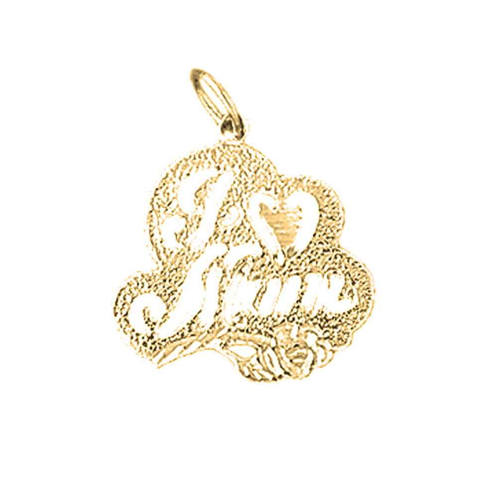 Yellow Gold-plated Silver I Love Mom Pendant