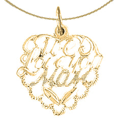 Sterling Silver We Love You Mom Pendant (Rhodium or Yellow Gold-plated)