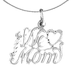 Sterling Silver We Love Mom Pendant (Rhodium or Yellow Gold-plated)