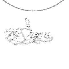 Sterling Silver We Love You Pendant (Rhodium or Yellow Gold-plated)