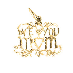Yellow Gold-plated Silver I Love You Mom Pendant