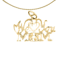 Sterling Silver We Love You Mom Pendant (Rhodium or Yellow Gold-plated)