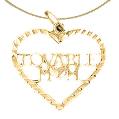 Sterling Silver Loveable Mom Pendant (Rhodium or Yellow Gold-plated)