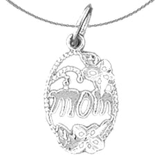 Sterling Silver Mom Pendant (Rhodium or Yellow Gold-plated)