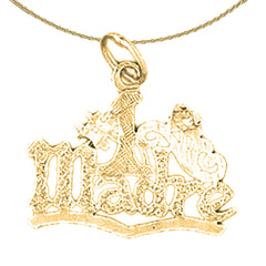 Sterling Silver # Mom Pendant (Rhodium or Yellow Gold-plated)