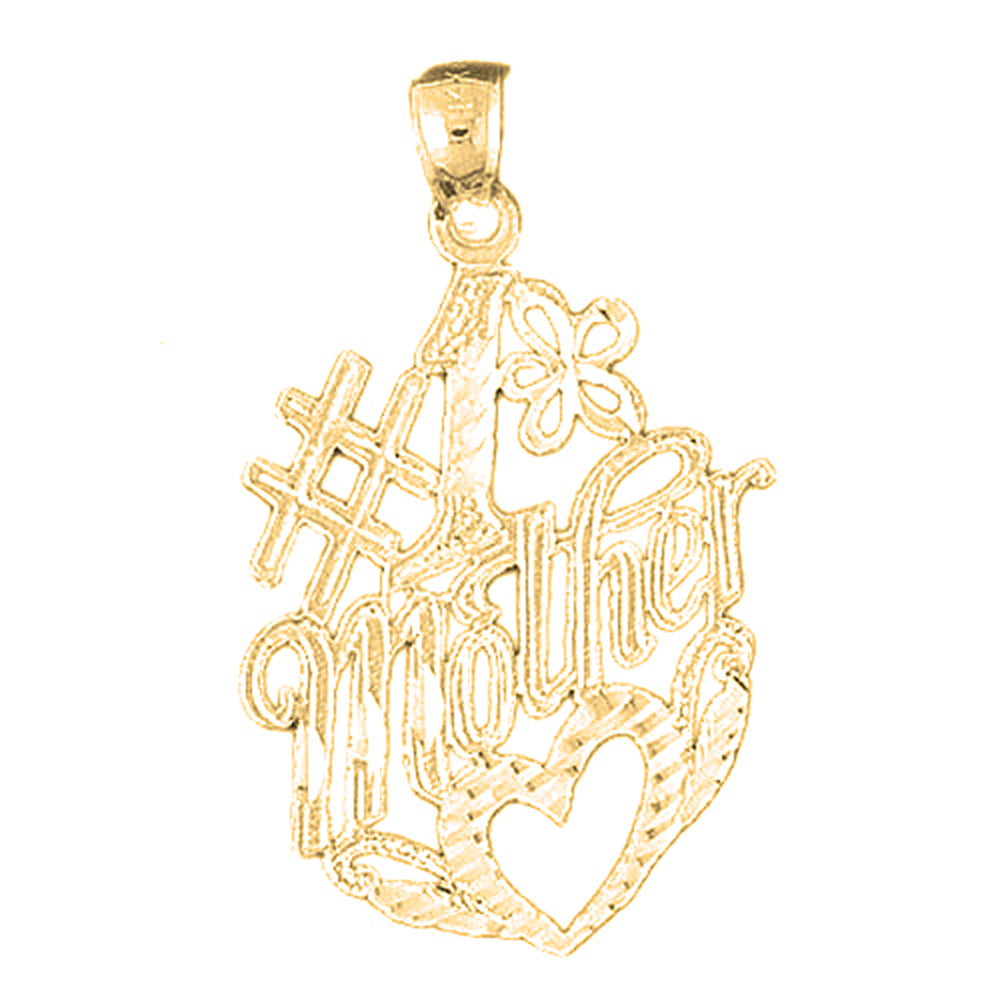 Yellow Gold-plated Silver #1 Mother Pendant