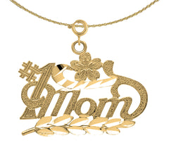 Sterling Silver #1 Mom Pendant (Rhodium or Yellow Gold-plated)