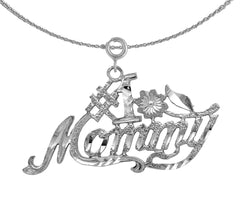 Sterling Silver #1 Mommy Pendant (Rhodium or Yellow Gold-plated)