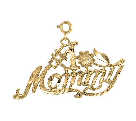 Yellow Gold-plated Silver #1 Mommy Pendant