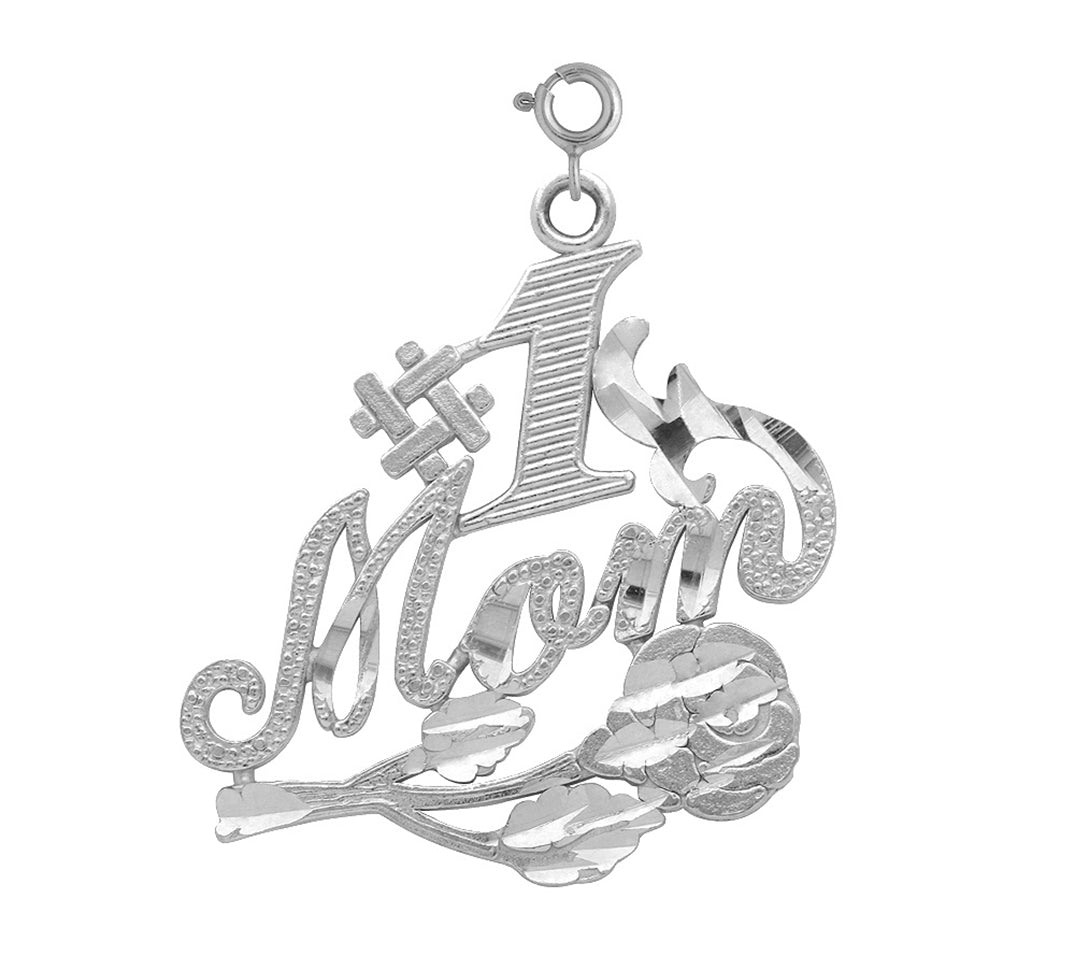 Sterling Silver #1 Mom Pendant