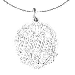 Sterling Silver #1 Mom Pendant (Rhodium or Yellow Gold-plated)