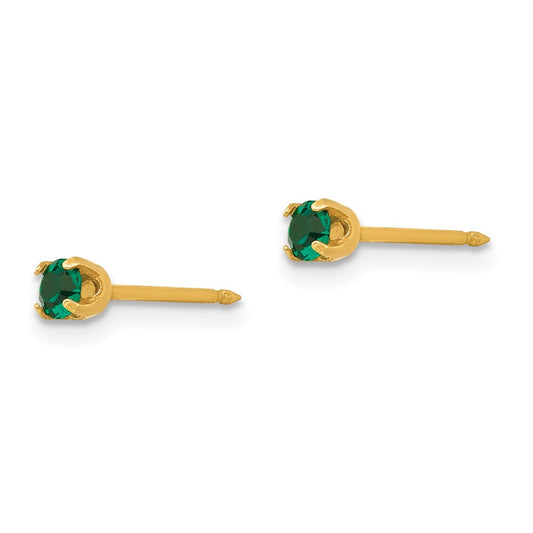 Inverness 14K Yellow Gold 3mm May Crystal Birthstone Post Earrings