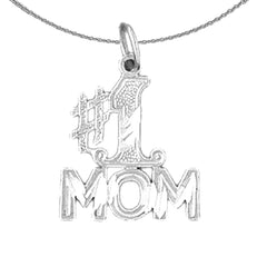 Sterling Silver #1 Mom Pendant (Rhodium or Yellow Gold-plated)