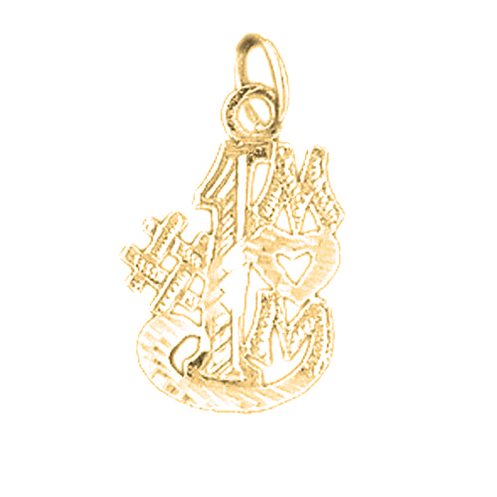 Yellow Gold-plated Silver #1 Mom Pendant