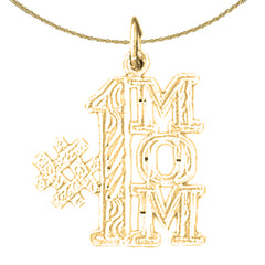 Sterling Silver #1 Mom Pendant (Rhodium or Yellow Gold-plated)