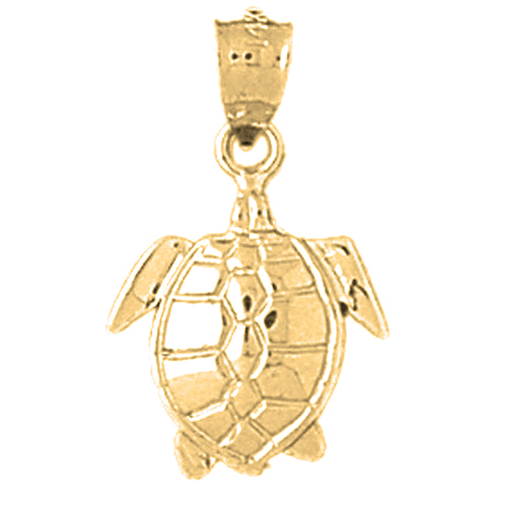 Yellow Gold-plated Silver Turtles Pendant