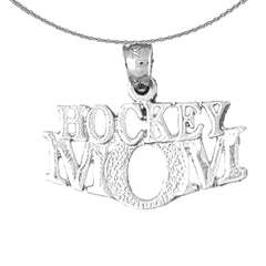 Sterling Silver Hockey Mom Pendant (Rhodium or Yellow Gold-plated)