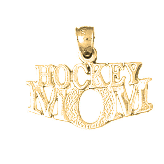 Yellow Gold-plated Silver Hockey Mom Pendant