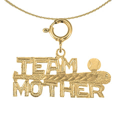 Team-Mutter-Anhänger aus Sterlingsilber (rhodiniert oder gelbvergoldet)
