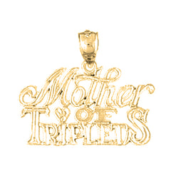 Yellow Gold-plated Silver Mother Of Triplets Pendant