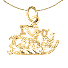 Sterling Silver I Love My Family Pendant (Rhodium or Yellow Gold-plated)