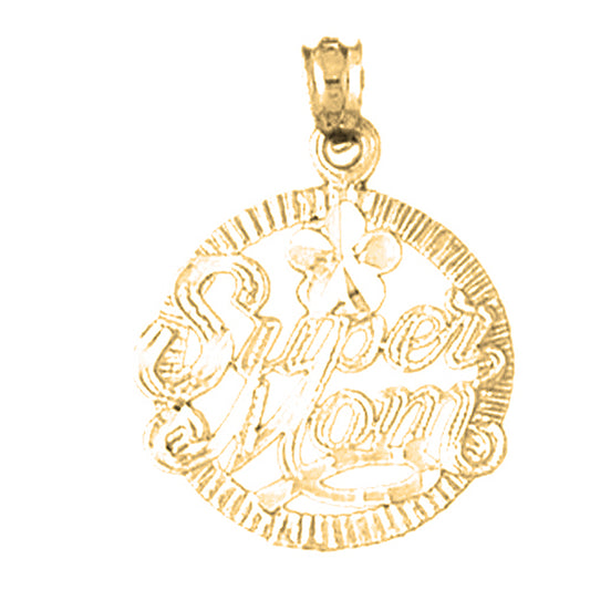 Yellow Gold-plated Silver Super Mom Pendant