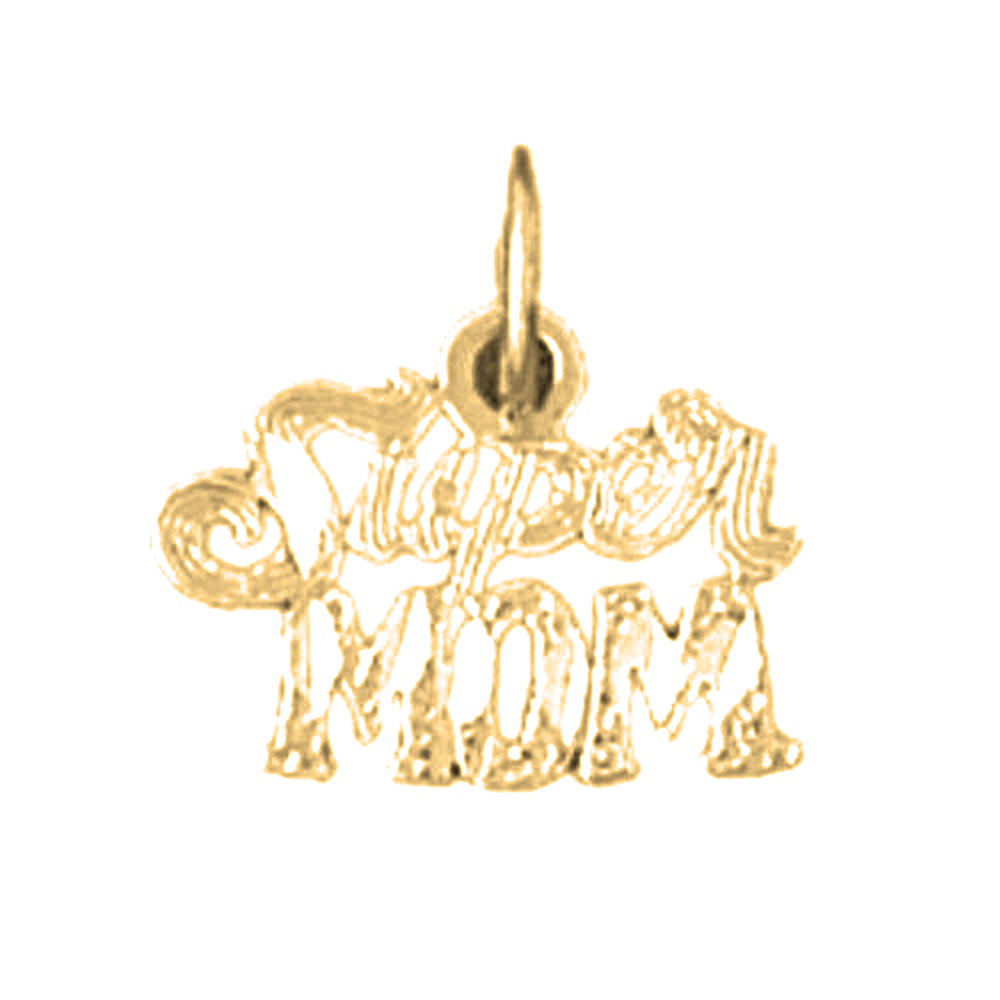 Yellow Gold-plated Silver Super Mom Pendant