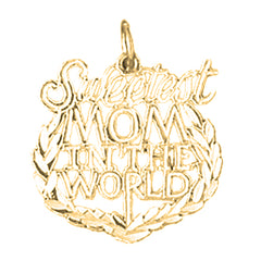 Yellow Gold-plated Silver Best Mom Pendant