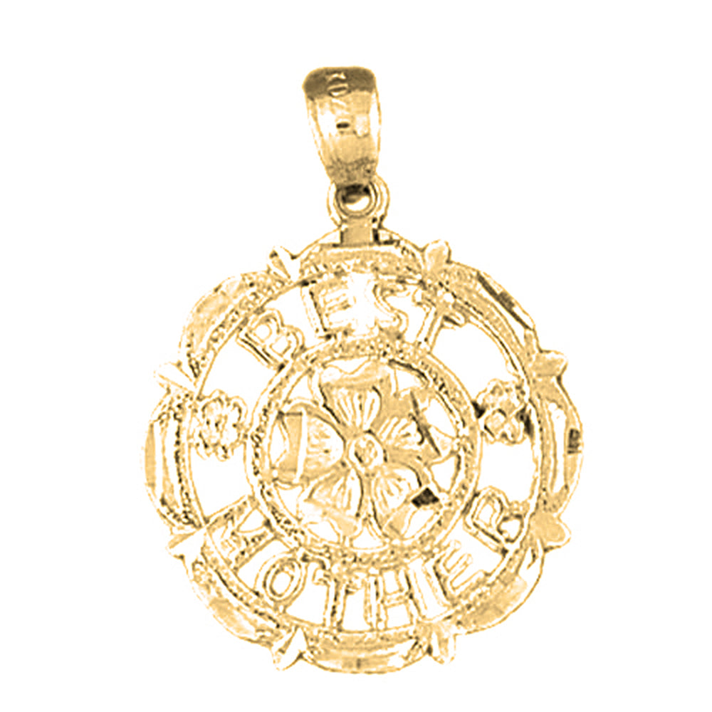 Yellow Gold-plated Silver Best Mom Pendant