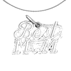 Sterling Silver Best Mom Pendant (Rhodium or Yellow Gold-plated)