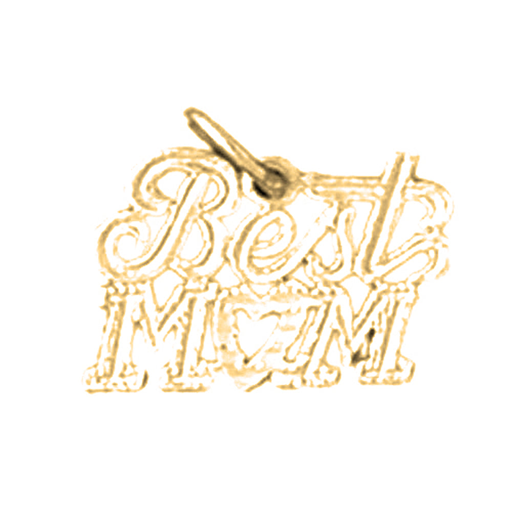 Yellow Gold-plated Silver Best Mom Pendant