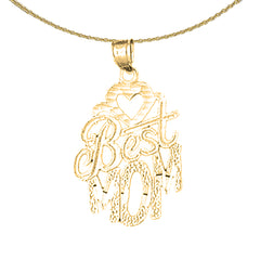 Sterling Silver Best Mom Pendant (Rhodium or Yellow Gold-plated)